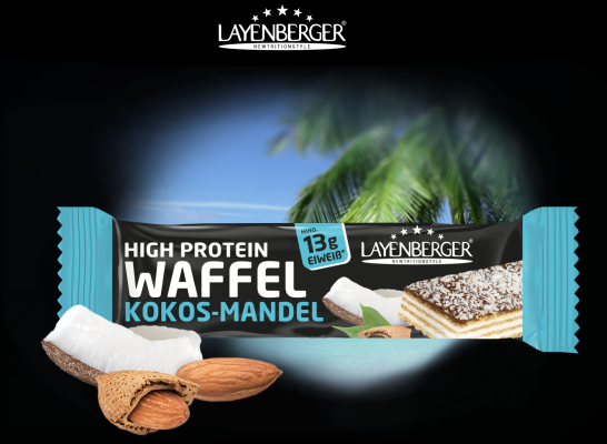 Der neue Layenberger High Protein Waffel Riegel Kokos Mandel